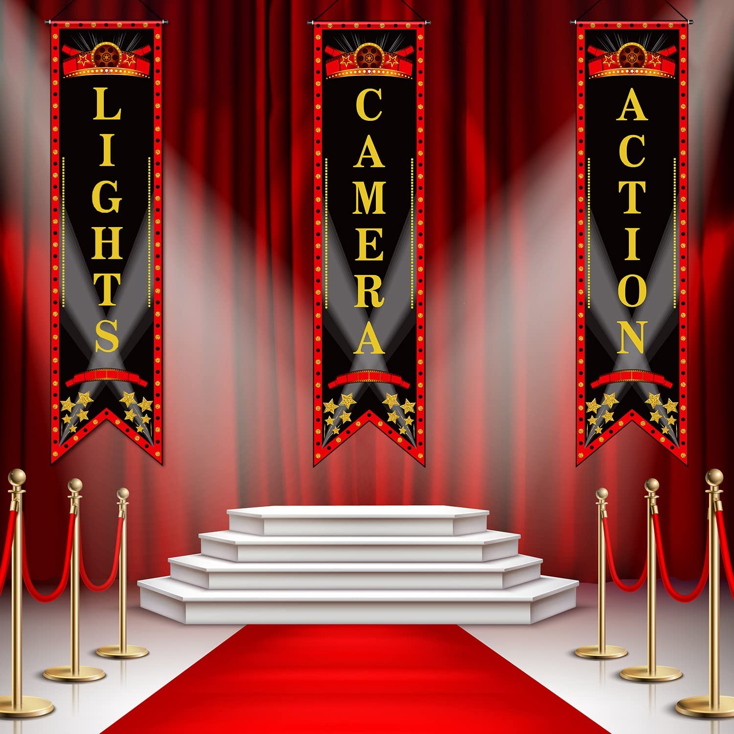 Movie Night Porch Sign Banner Movie Theme Party Decorations Movie Theater Welcome Now Showing Lights Camera Action Hanging Porch